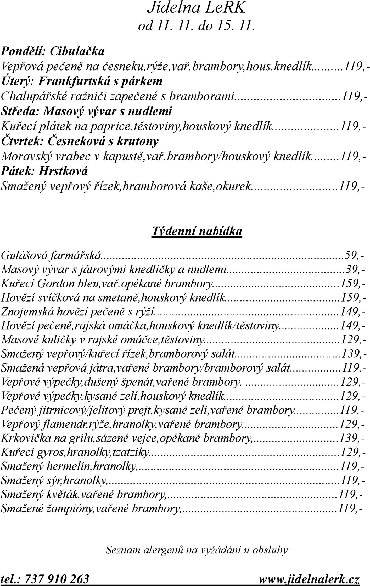 Týdenní menu